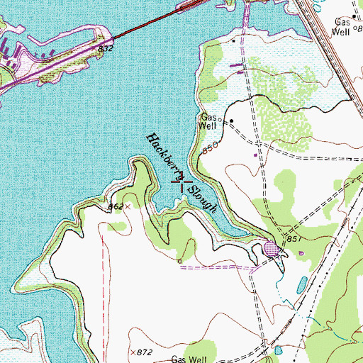 Topographic Map of Hackberry Slough, TX