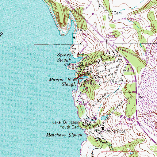 Topographic Map of Marine Base Slough, TX