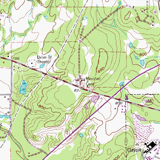 Topographic Map of Mexican Cemetery, TX