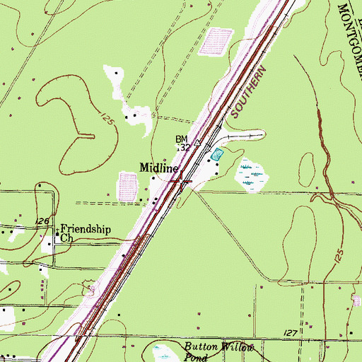 Topographic Map of Midline, TX