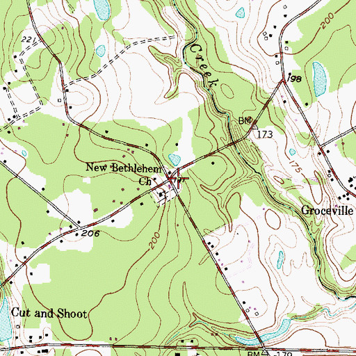 Topographic Map of New Bethlehem Church, TX