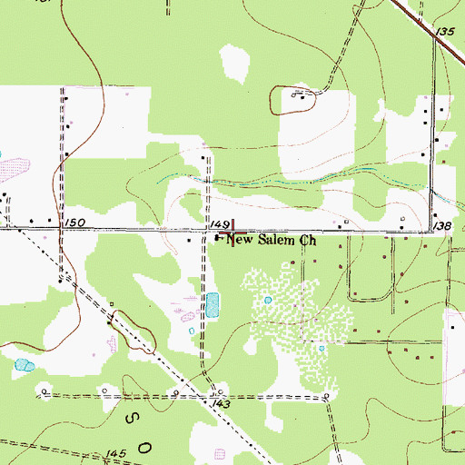 Topographic Map of New Salem Church, TX