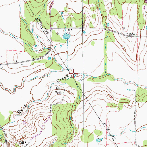 Topographic Map of North Fork Rush Creek, TX