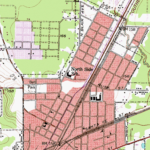 Topographic Map of North Side School, TX