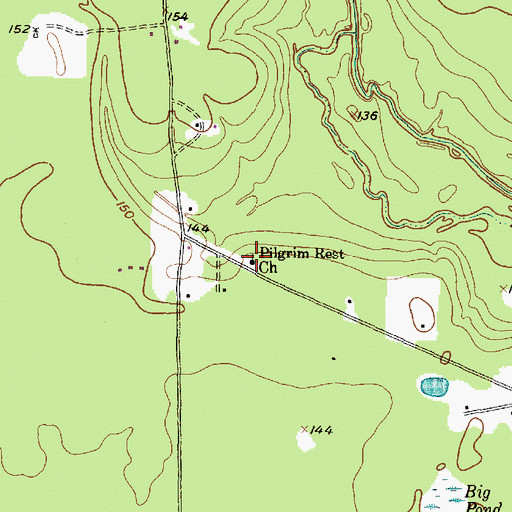 Topographic Map of Pilgrim Rest Church, TX