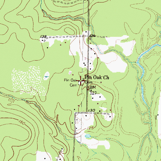 Topographic Map of Pin Oak Cemetery, TX
