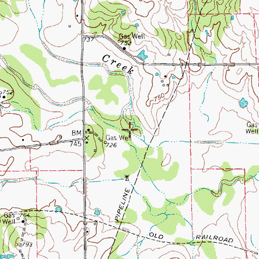 Topographic Map of Rush Creek, TX