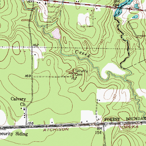 Topographic Map of Security Cemetery, TX