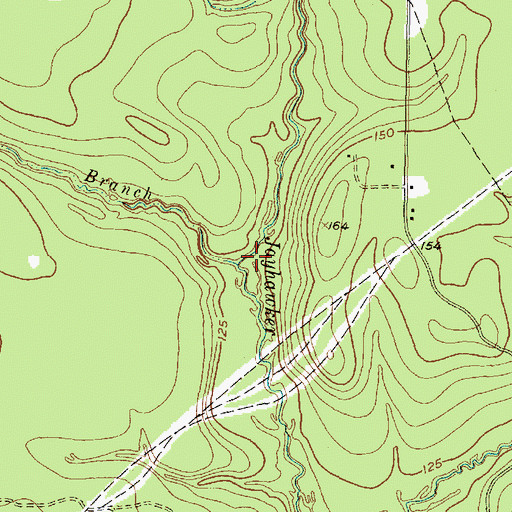 Topographic Map of Shell Branch, TX