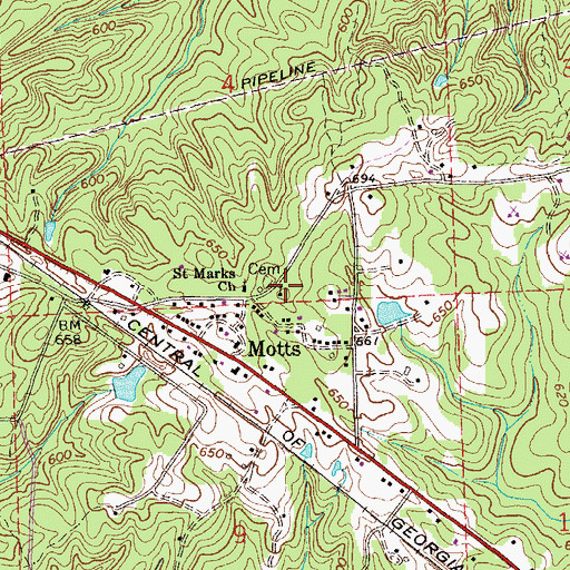 Topographic Map of Church of Christ, AL