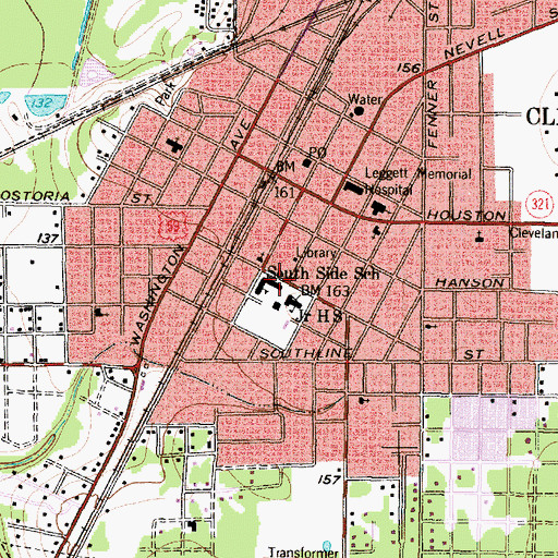 Topographic Map of South Side School, TX