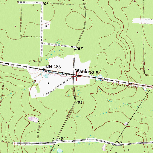 Topographic Map of Waukegan, TX