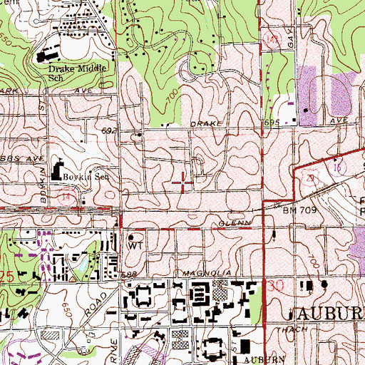 Topographic Map of Church of Christ, AL