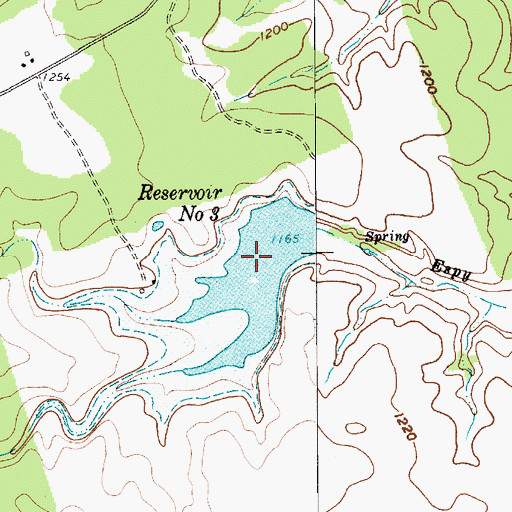 Topographic Map of Reservoir Number Three, TX