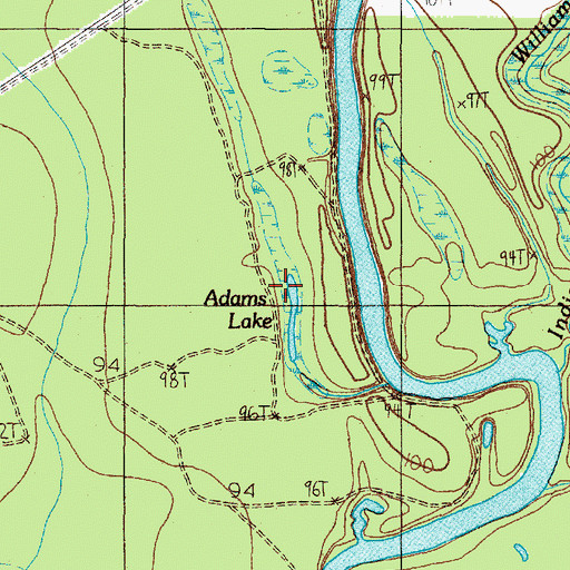 Topographic Map of Adams Lake, TX