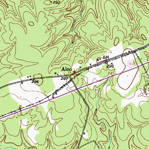 Topographic Map of Alco, TX