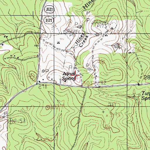 Topographic Map of Alford Spring, TX