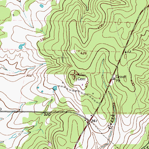 Topographic Map of Allen Cemetery, TX