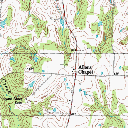 Topographic Map of Allen Chapel School, TX