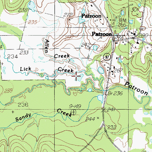Topographic Map of Allen Creek, TX