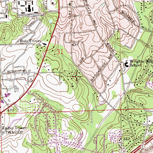 Topographic Map of Cloverleaf, AL