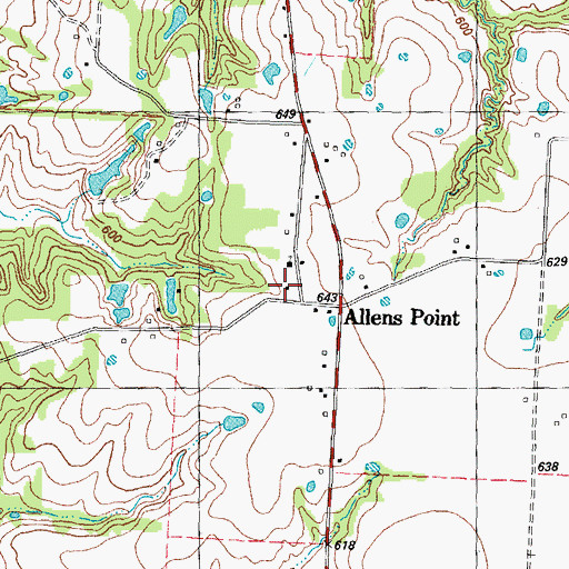 Topographic Map of Allen Point, TX