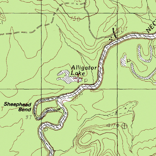 Topographic Map of Alligator Lake, TX