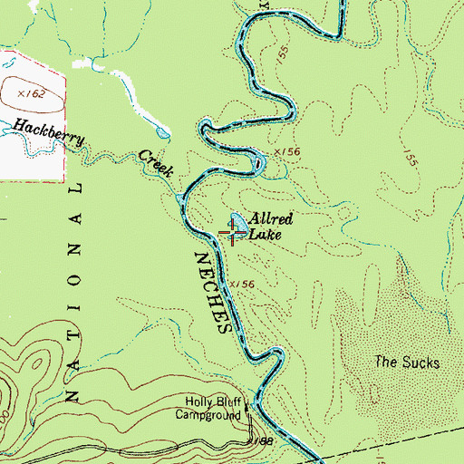 Topographic Map of Allred Lake, TX