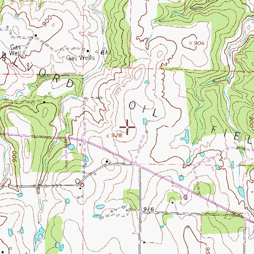 Topographic Map of Alvord Oil Field, TX
