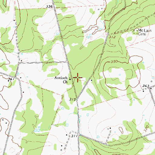 Topographic Map of Antioch Church, TX