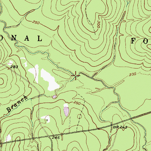 Topographic Map of Antony Branch, TX