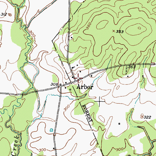 Topographic Map of Arbor, TX