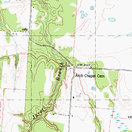 Topographic Map of Arch Chapel Cemetery, TX