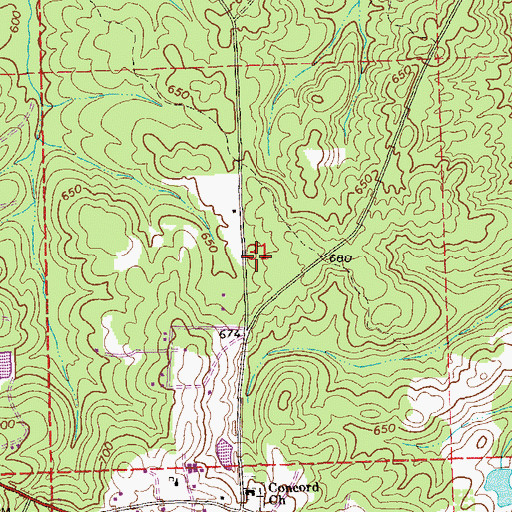 Topographic Map of Concord Cemetery, AL