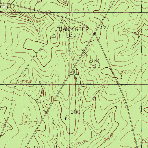 Topographic Map of Bannister Lake, TX