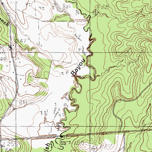 Topographic Map of Baptist Branch, TX