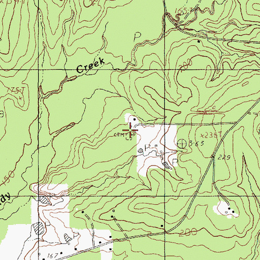 Topographic Map of Barge Cemetery, TX