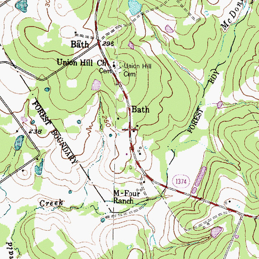 Topographic Map of Bath, TX