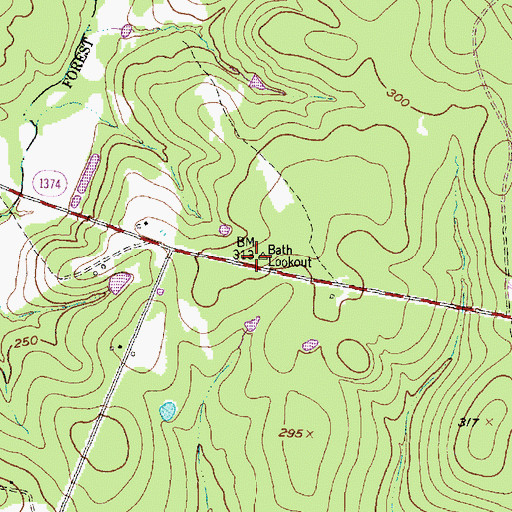 Topographic Map of Bath Lookout, TX