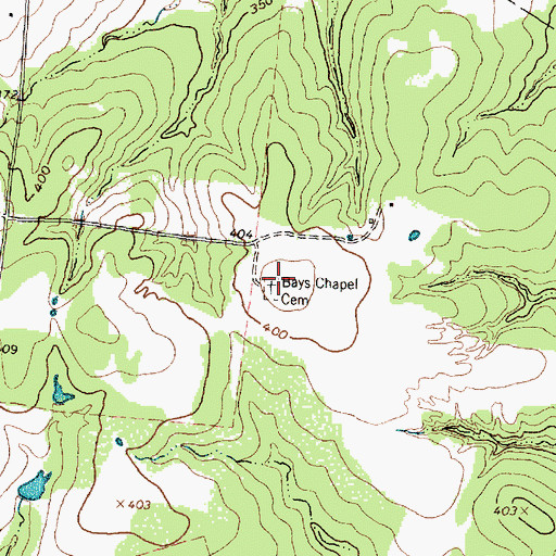 Topographic Map of Bays Chapel Cemetery, TX