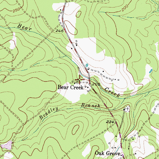 Topographic Map of Bear Creek, TX