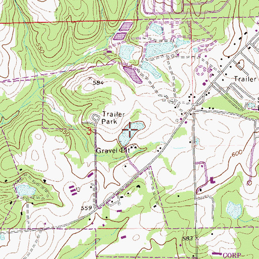 Topographic Map of Conways Lake, AL