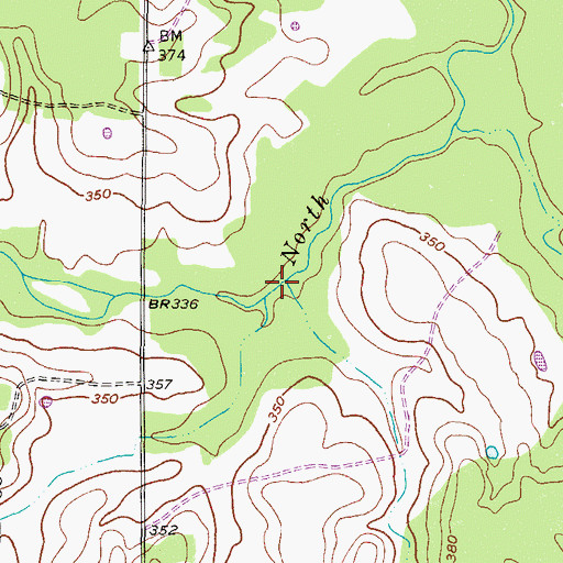 Topographic Map of Beaverdam Creek, TX