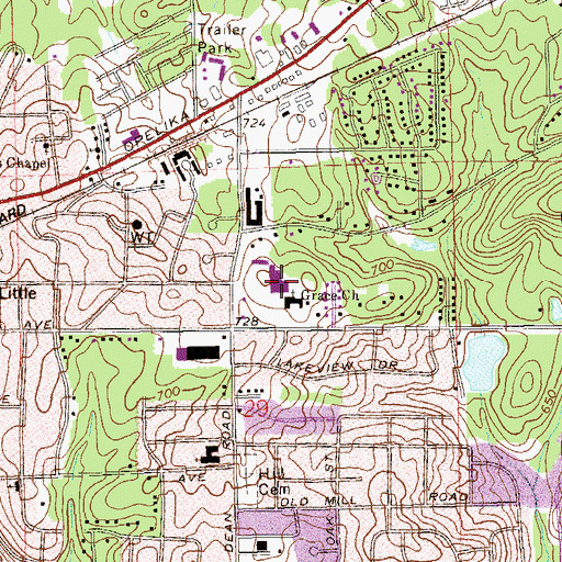 Topographic Map of Corner Village Shopping Center, AL