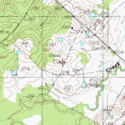 Topographic Map of Bell Cemetery, TX