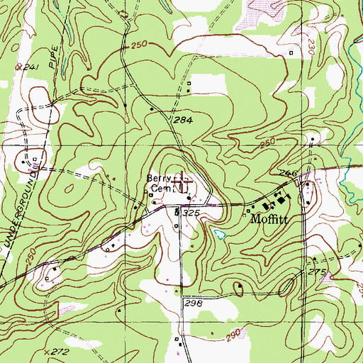 Topographic Map of Berry Cemetery, TX