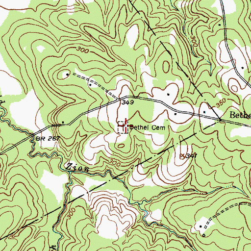 Topographic Map of Bethel Cemetery, TX