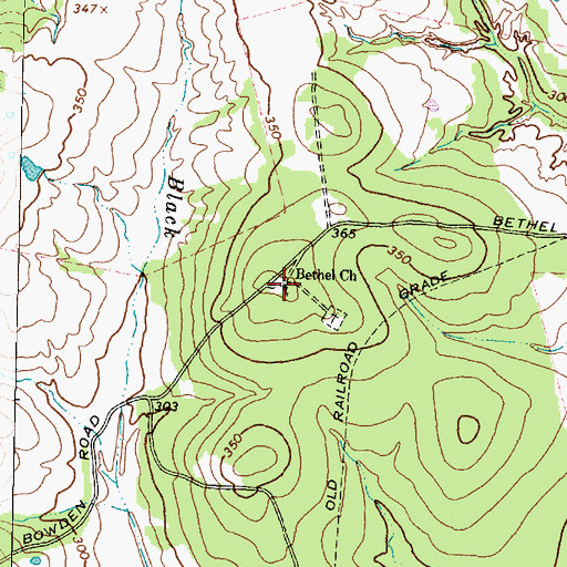 Topographic Map of Bethel Church, TX