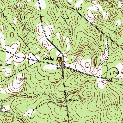 Topographic Map of Bethel Church, TX