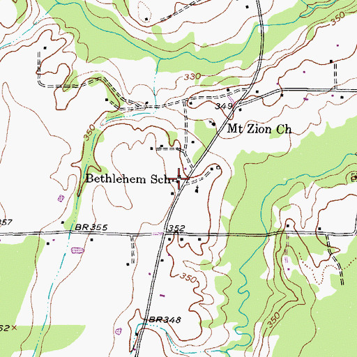 Topographic Map of Bethlehem School, TX